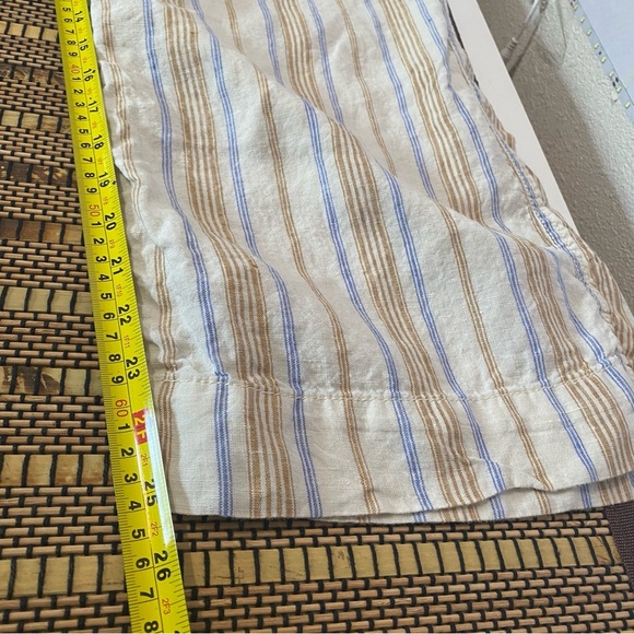 L.L. Bean Linen Pants Women's Size 16 Petite Beige Striped‎ Straight Leg Casual - Picture 9 of 11